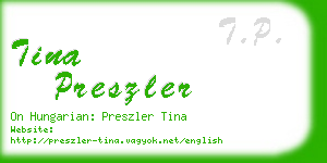 tina preszler business card